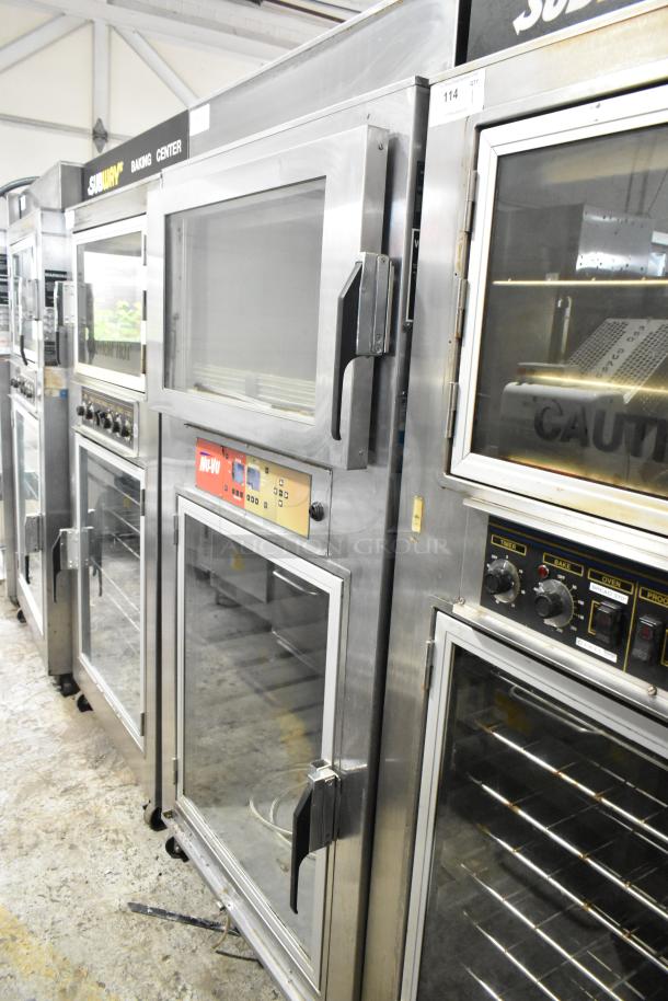 Nu Vu SUB-123P stainless steel commercial oven proofer, on casters, 208V, 1 phase, control panel visible, excellent condition.