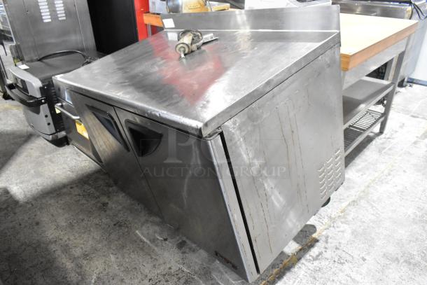 Turbo Air TUR-48SD Stainless Steel Commercial 2 Door Work Top Cooler on Commercial Casters. Caster Needs to be Reattached. 115 Volts, 1 Phase. - Image 1 of 9