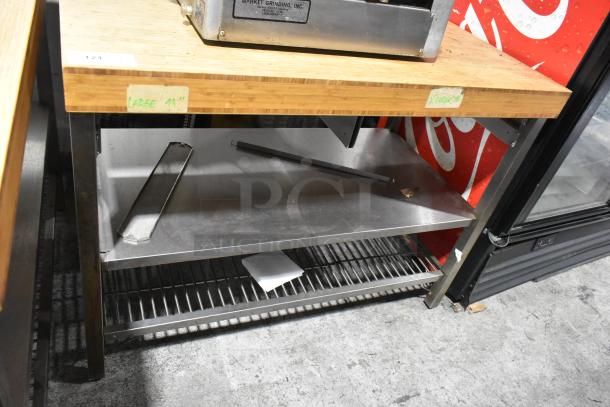 Wooden Butcher Block Table w/ 2 Under Shelf. - Image 1 of 3