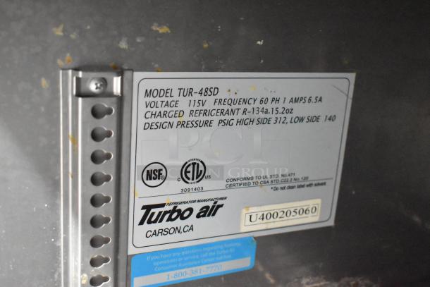 Turbo Air TUR-48SD Stainless Steel Commercial 2 Door Work Top Cooler on Commercial Casters115 Volts, 1 Phase. - Image 7 of 7