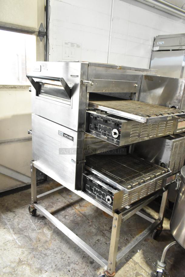 2 Lincoln Impinger 1132 Stainless Steel Commercial Electric Powered Conveyor Pizza Oven on Commercial Casters. 208 Volts, 3 Phase. 2 Times Your Bid! - Image 2 of 13