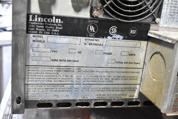2 Lincoln Impinger 1132 Stainless Steel Commercial Electric Powered Conveyor Pizza Oven on Commercial Casters. 208 Volts, 3 Phase. 2 Times Your Bid! - Image 12 of 13