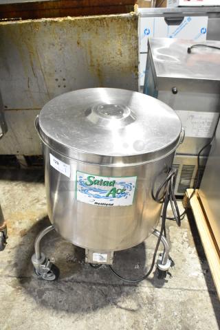 Delfield SALD-1 stainless steel lettuce spinner on casters, 115V, 1 phase, features "Salad Ace" label, used condition.