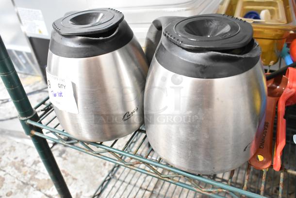 ALL ONE MONEY! Tier Lot of Various Items Including 2 Metal Coffee Pots, Poly Coated Racks, Poly Drop In Bins - Image 2 of 9