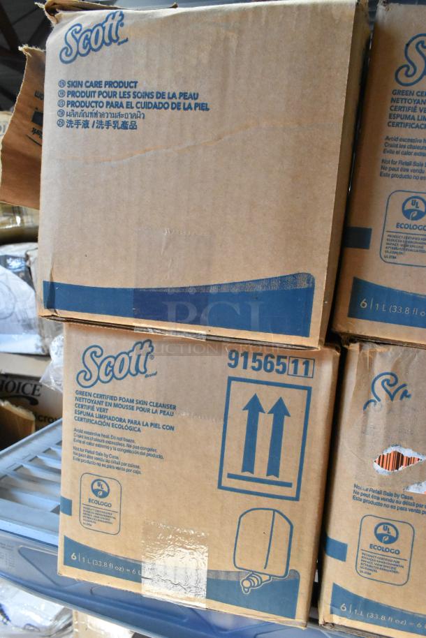Boxes of Scott Soap Dispenser Refills and Skin Cleanser, labeled with product and shipping details, in new condition.