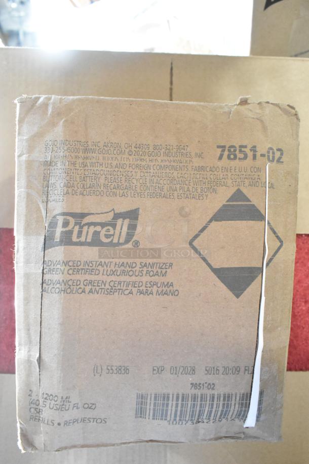 Tier lot of various items including 3M red buffer pads, Purell soap dispenser, Diversey Glance cleaner. Box labeled Purell hand sanitizer.