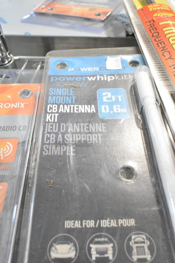 Tier lot featuring a Powerwhip CB Antenna Kit, 2ft single mount, in original packaging. Ideal for automotive use.
