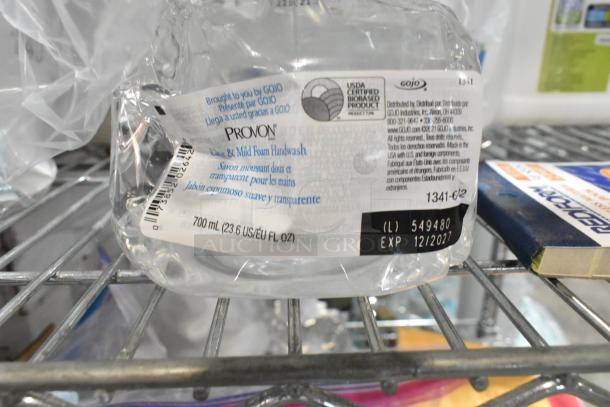 "Tier lot with Provon handwash, barcode, expiration 12/2027, visible labels, part of mixed item auction."