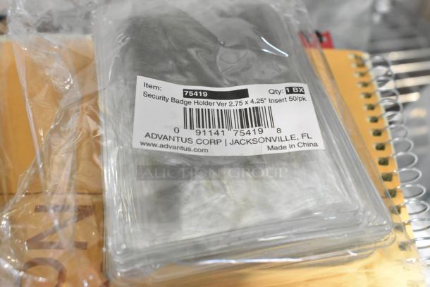 ALL ONE MONEY! Tier Lot includes Advantus Security Badge Holder, pack of 50, item 75419, 2.75x4.25 inch.