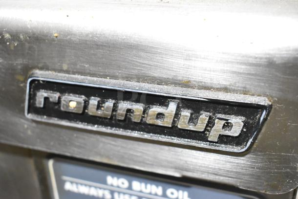 Roundup VCT-2000CS stainless steel commercial toaster; visible logo, 208V, 1 phase. Used condition.