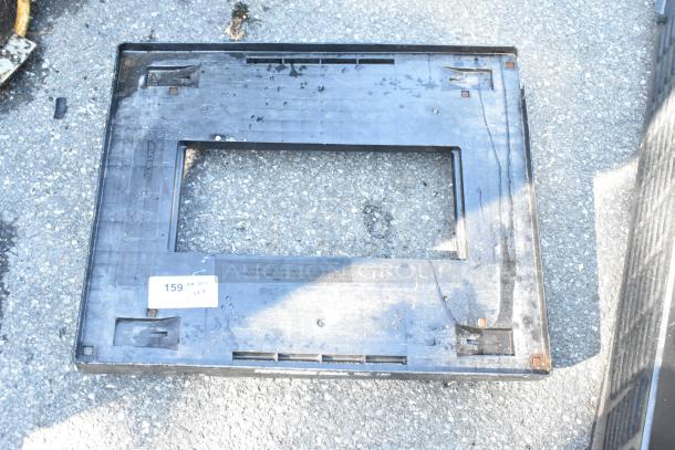 5 commercial caster furniture dollies, black frame, minor wear, identification tag marked "159," sturdy construction.