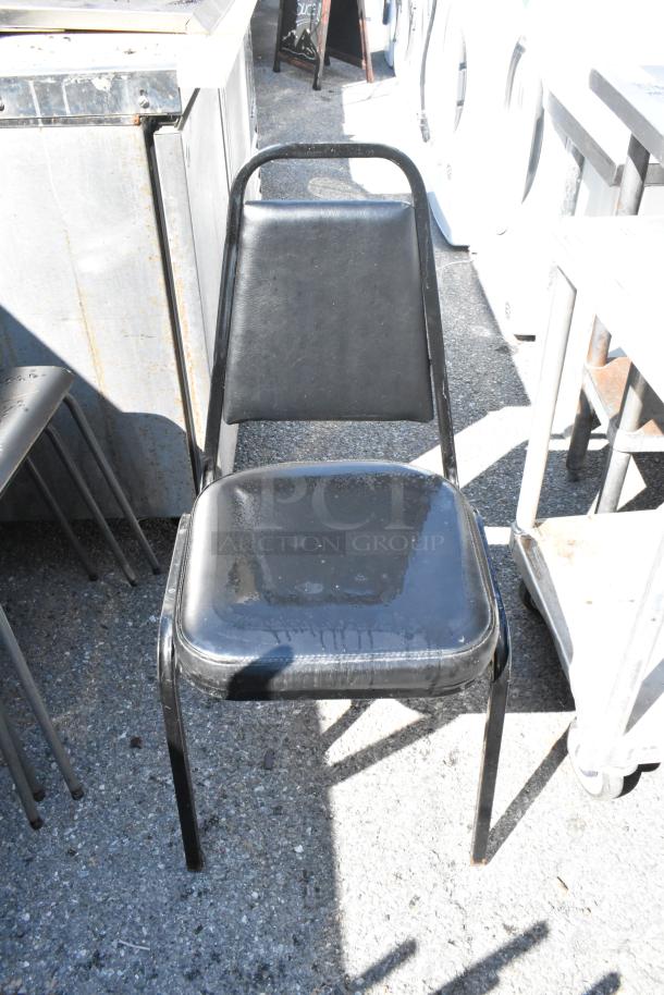 8 Black Metal Stackable Banquet Chair w/ Black Seat Cushion. 8 Times Your Bid! - Image 1 of 5