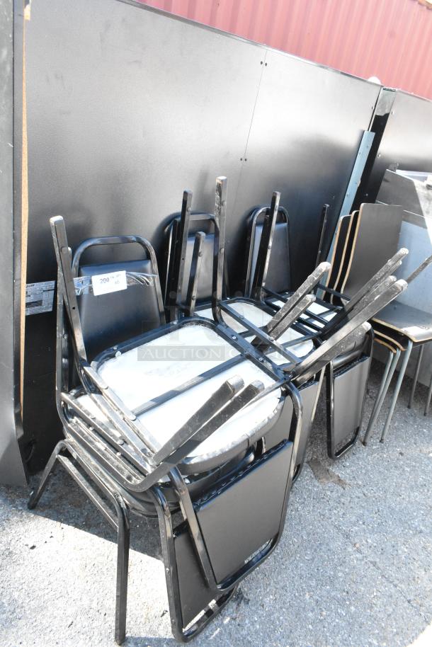 8 Black Metal Stackable Banquet Chair w/ Black Seat Cushion. 8 Times Your Bid! - Image 2 of 5