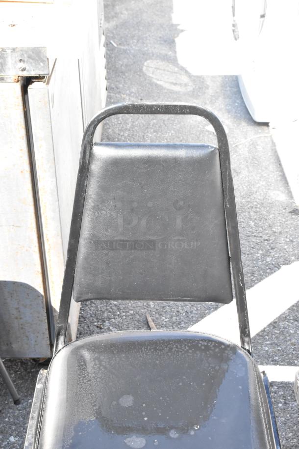 8 Black Metal Stackable Banquet Chair w/ Black Seat Cushion. 8 Times Your Bid! - Image 4 of 5