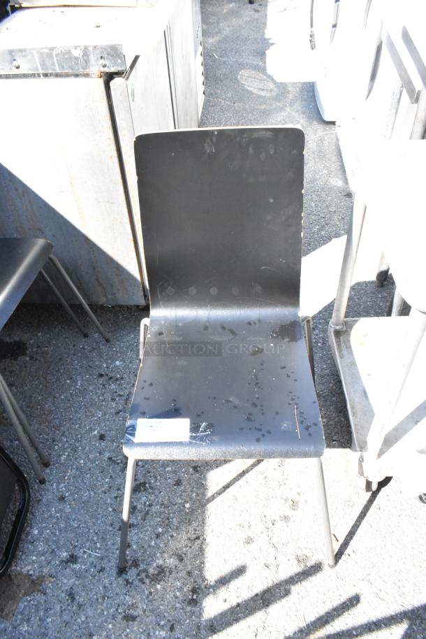3 Black Dining Height Stackable Chair. 3 Times Your Bid! - Image 1 of 4