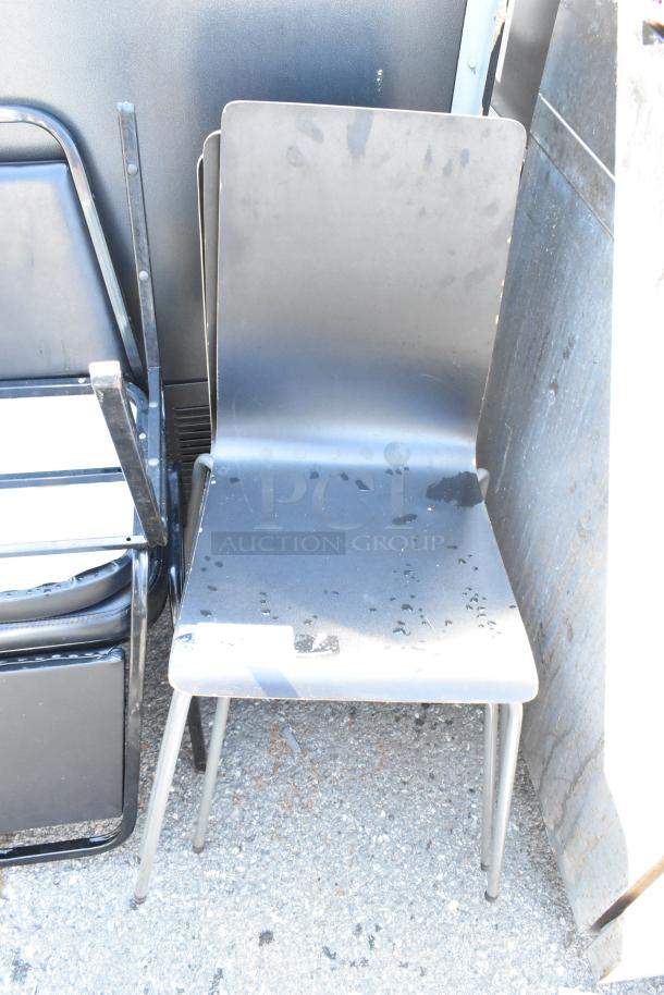3 Black Dining Height Stackable Chair. 3 Times Your Bid! - Image 2 of 4