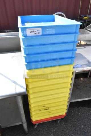 16 Poly Dough Bins and Dough Bin Dolly. 16 Times Your Bid! - Item #1195115