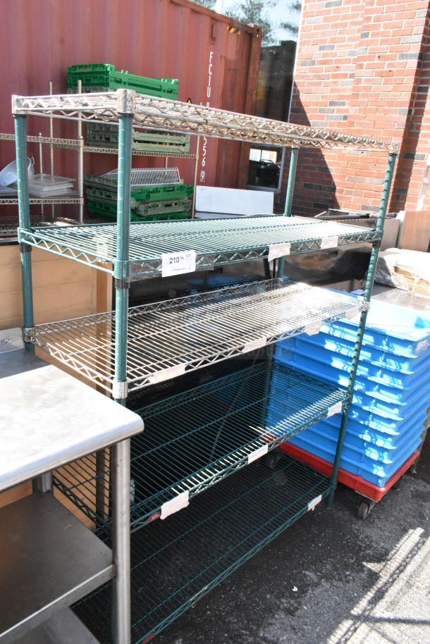 Green Finish 5 Tier Wire Shelving Unit. BUYER MUST DISMANTLE. PCI CANNOT DISMANTLE FOR SHIPPING. PLEASE CONSIDER FREIGHT CHARGES. - Image 1 of 4