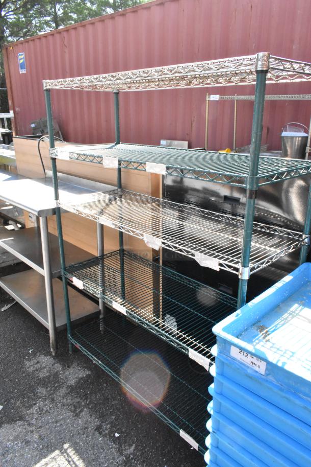 Green Finish 5 Tier Wire Shelving Unit. BUYER MUST DISMANTLE. PCI CANNOT DISMANTLE FOR SHIPPING. PLEASE CONSIDER FREIGHT CHARGES. - Image 2 of 4