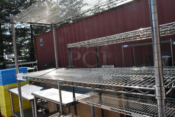 Chrome Finish 4 Tier Wire Shelving Unit. BUYER MUST DISMANTLE. PCI CANNOT DISMANTLE FOR SHIPPING. PLEASE CONSIDER FREIGHT CHARGES. - Image 5 of 6