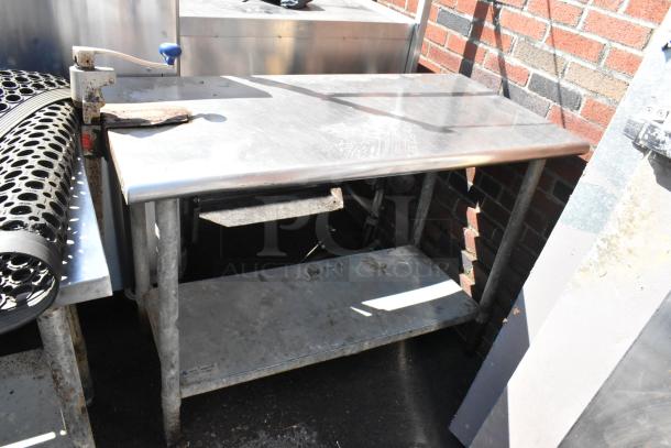 Stainless Steel Table w/ Metal Under Shelf and Commercial Can Opener Mount. - Image 1 of 5