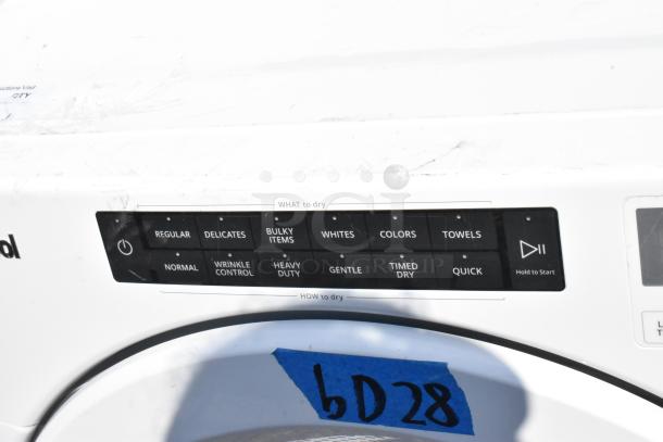 Whirlpool WHD560CHW1 front load washer control panel, showing wash modes and start button, in good condition.