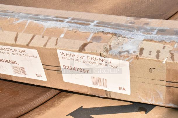 Cardboard box labeled "WHIP 24" FRENCH" with barcode and item code 92247097. Scratch and dent condition.