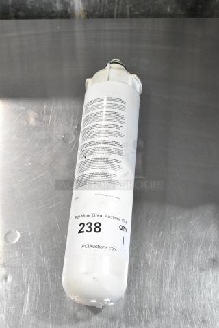 3M Water Filtration Cartridge in good condition; features product details and auction label with "238 QTY" marking.