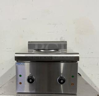 PREPLINE GS2 electric hot plate, stainless steel, 2 burners, 5200W, countertop design, dual control knobs, lightly used.