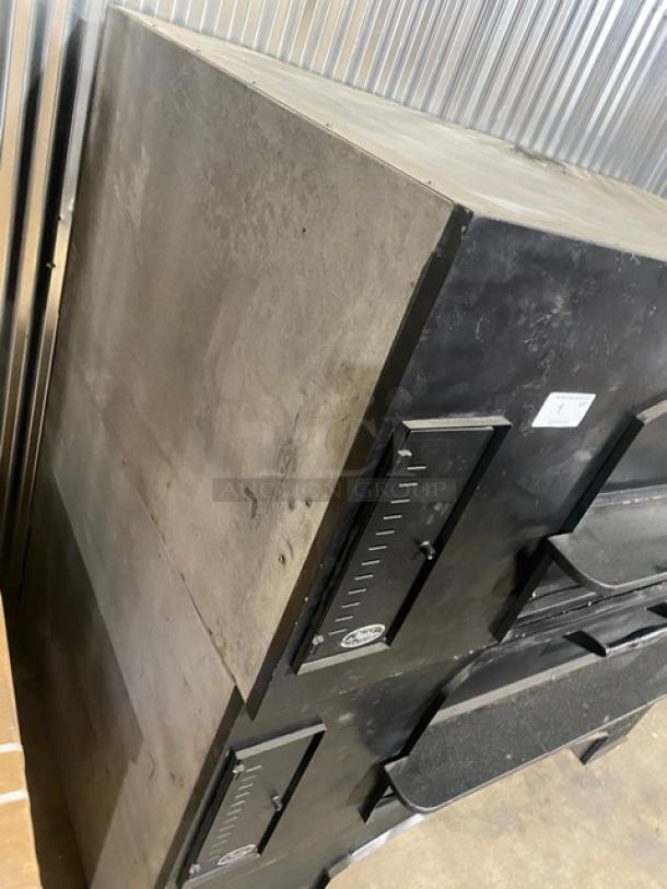 Marsal & Sons MB60 double stacked black natural gas pizza deck oven, commercial use, model SN: 525, 120V, 1 phase.