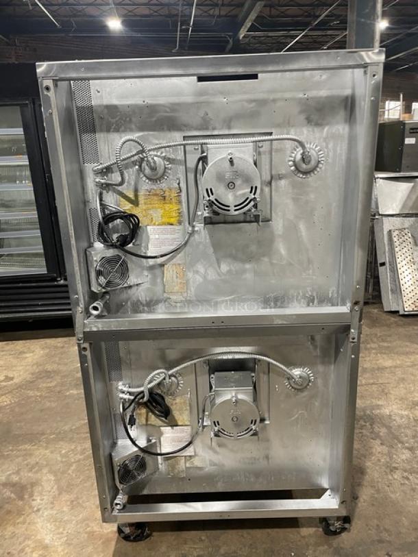 Blodgett commercial stainless steel double convection oven, model SHO-100-G. Features thermostatic control and wired racks.
