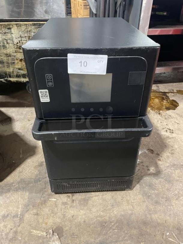 MerryChef Eikon E2S commercial rapid cook oven, black, electric, countertop model, 208/240V, with visible control panel.