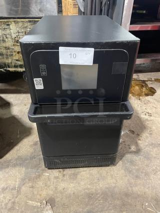 MerryChef Eikon E2S commercial rapid cook oven, black, electric, countertop model, 208/240V, with visible control panel.