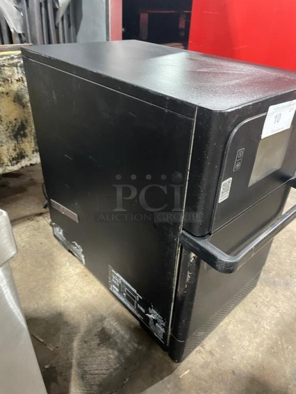 MerryChef Eikon E2S high-speed countertop oven, black, electric, 208/240V 1 phase, late model, visible wear.