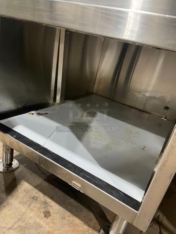 Southbend SX55EC dual compartment convection steamer, stainless steel, electric-powered, enclosed cabinet base, on legs.