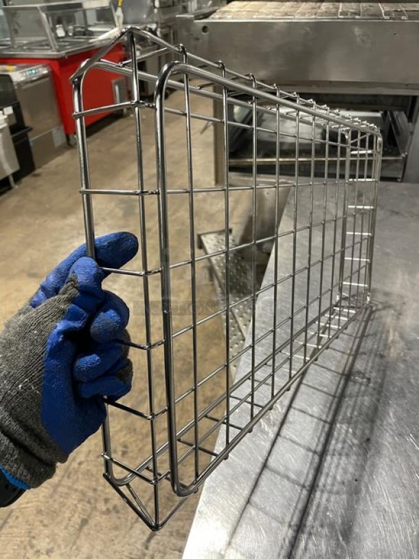 Commercial chrome-plated full-sized bagel/pastry wire rack, durable construction, excellent condition, ideal for bakery displays.