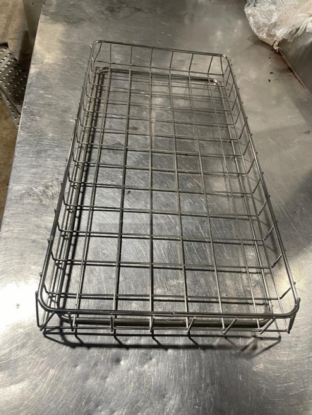 Commercial chrome plated full-sized wired rack for bagels/pastries, durable, excellent condition, no visible markings.