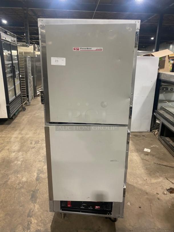 Metro Flavor Hold C199H1N commercial heated holding/proofing cabinet, half door, insulated, on casters, with wide pan slides.