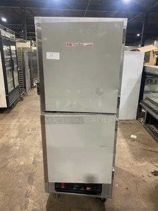 Metro Flavor Hold C199H1N commercial heated holding/proofing cabinet, half door, insulated, on casters, with wide pan slides.