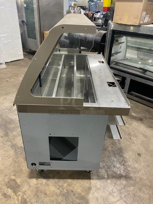 Duke Subway Style Commercial Black Powder Coated Stainless Steel Prep Table, Model SUBCPTC60, with sneeze guard and cold pan.