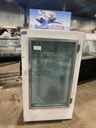 Leer Commercial White Single Glass Swing Door Reach-In Indoor Ice Merchandiser Freezer! Model: 301UC25MG SN: HAA-0404! 115V! - Item #1195459