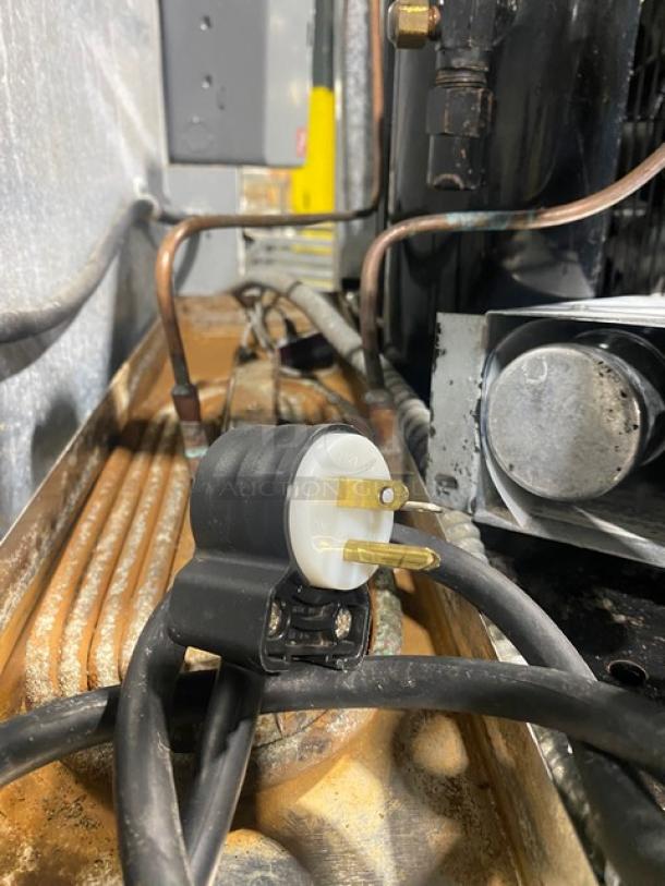Power plug and connections for McCall commercial stainless steel double door reach-in freezer, model 1-1045F.
