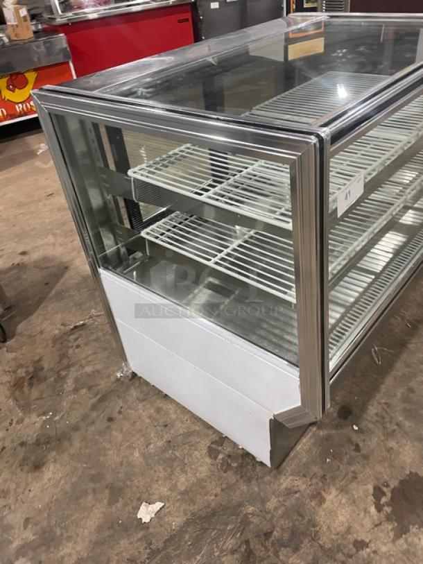 Leader CBK48SC stainless steel 48" refrigerated bakery display case, straight glass, SN: AB05C1094A, 115V, 1-phase, excellent condition.