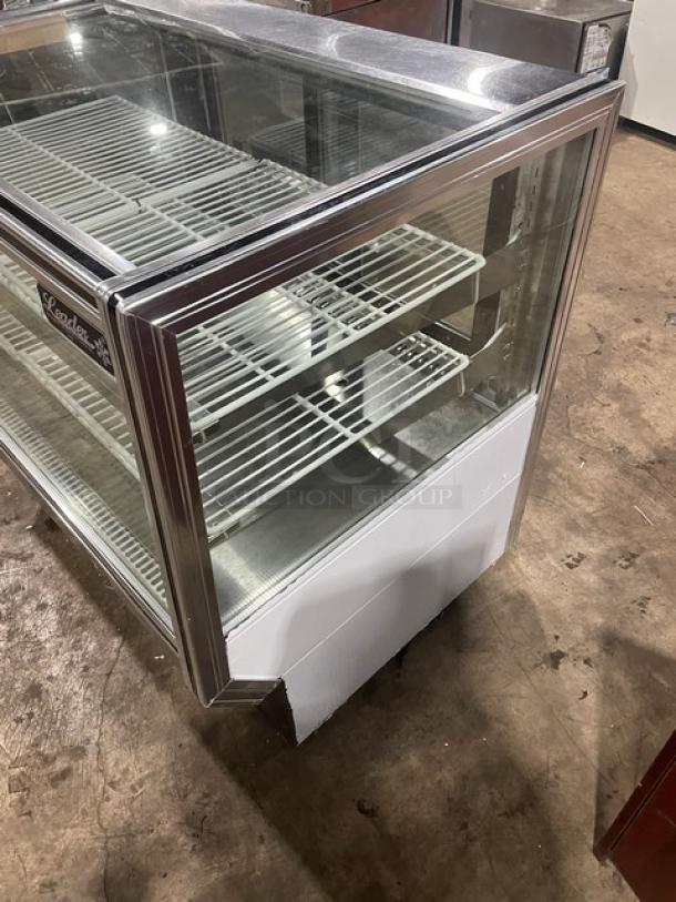 Leader CBK48SC 48" refrigerated bakery display case with stainless steel frame and straight glass front. Good condition.