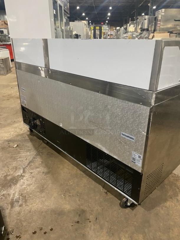 Avantco Stainless Steel 3-Door Refrigerated Prep Table, model APT71MHC, on casters, excellent condition, 115V.