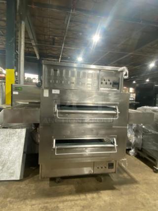 Middleby Marshall Commercial Stainless Steel Natural Gas Powered Double Stacked Conveyor Pizza Oven! On Casters! 2X Your Bid Makes One Unit! - Item #1196311