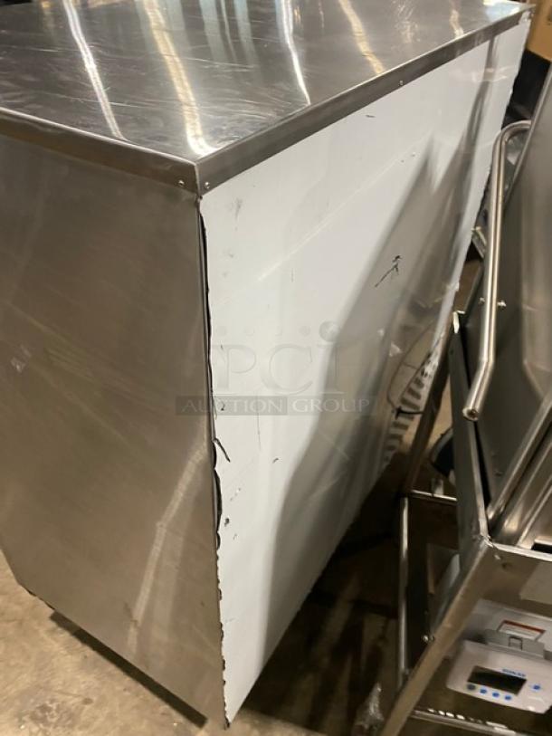Leader Commercial Stainless Steel 2 Door Refrigerated Lowboy, Model LB48SC, with chrome wire rack, on casters, 115V 1 Phase.