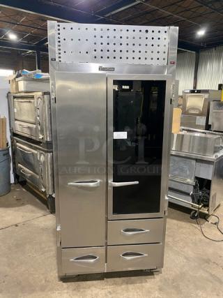 Traulsen Commercial Stainless Steel Space Saving Refrigerator/Freezer Combo! With Chrome Plated Wire Racks! Model: URS 36 DT SN: M845670 5N! 115V 1 Phase! - Item #1196315