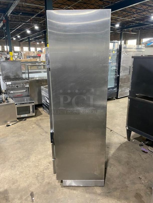 Traulsen stainless steel refrigerator/freezer combo, model URS36DT, with chrome wire racks, 115V, 1 Phase, in good condition.