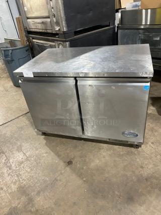 Entree Commercial Stainless Steel 2 Door Undercounter Worktop Refrigerator! Energy Star Certified! Model: UR48-Q SN: 1704ENTH90690! 115V 1 Phase! On Casters! - Item #1196316